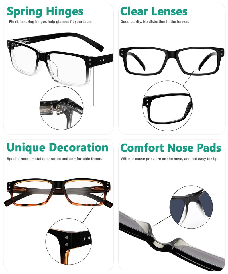 Eyekepper 5 Pack Reading Glasses for Men - Includes Reader Sunglasses - Classic Readers +2.50 - Image 4