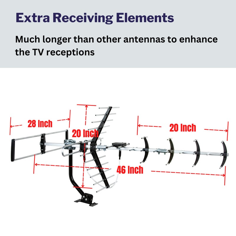 Five Star Outdoor HDTV Antenna up to 200 Mile Long Range, Attic or Roof Mount TV Antenna, Long Range Digital OTA Antennaï¼ŒATSC 3.0 Ready for 4K 1080P VHF UHF with Mounting Pole - Image 4