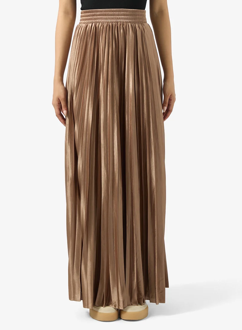 جينجر Metallic Pleated Skirt