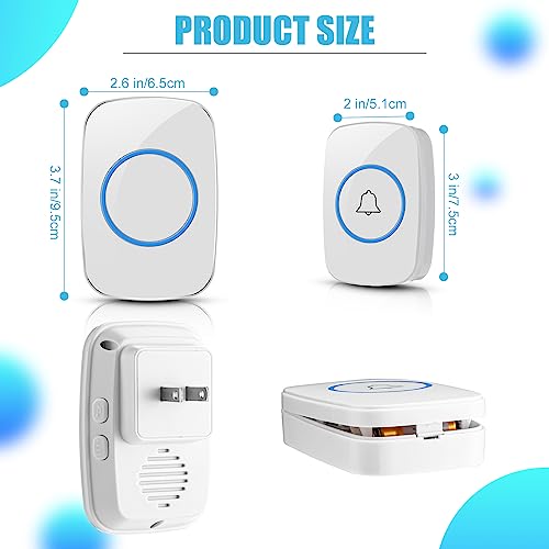 Fabbay 8 Wireless Doorbell Waterproof Door Bell Button Kit 4 Pcs Home Doorbell with 4 Receivers 1000 ft Range 5 Volume Levels with 60 Door Bell Chimes and LED Flash for Home Office ClassroomWhite - Image 3