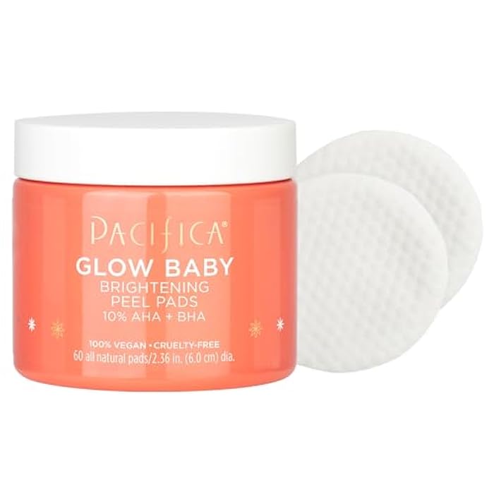 Pacifica Glow Baby Brightening Peel Pads 10% AHA + BHA Exfoliating Face Pads for Glowing Skin Resurfacing Glycolic Acid & Salicylic Acid Pad to Smooth Texture & Minimize Pores Fragrance Free 60 Count - Image 2