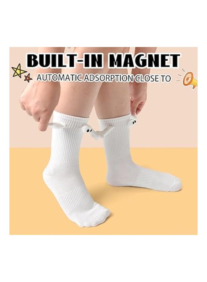4 Pack Funny Magnetic Suction 3D Doll Couple Socks, Hand Holding Socks Accessories, Hand in Hand Socks Couple Holding Hands Socks Magnetic Friendship Socks Gifts for Women Men, Mid-Tube Socks - Image 2
