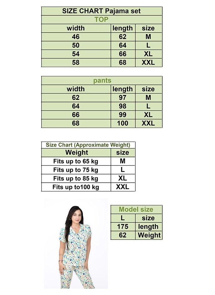 Generic - Lightweight Summer Pajamas – Pajama Set with Floral Print – Button Top - Image 1