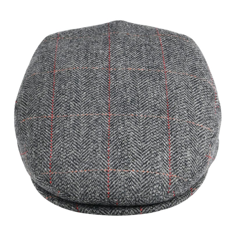 VOBOOM Men's Herringbone Flat Ivy Newsboy Hat Wool Blend Gatsby Cabbie Cap (Plaid Grey 3, 7 5/8) - Image 3