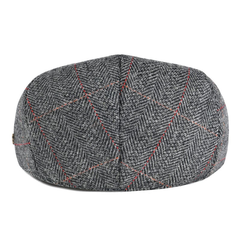 VOBOOM Men's Herringbone Flat Ivy Newsboy Hat Wool Blend Gatsby Cabbie Cap (Plaid Grey 3, 7 5/8) - Image 4