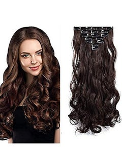 6 Pcs Set 16 Clip Curly Wavy Hair Extension In Brown Color New Updated Model