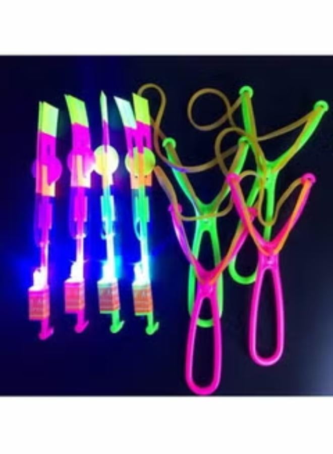 Helicopter Flying Toy, Rocket Slingshot Toy, with LED Lights Glow in The Dark, Fun Party Supplies for Birthday Gifts, Outdoor Game for Children Kids, Educational Toys for Children (10pcs) - Image 2