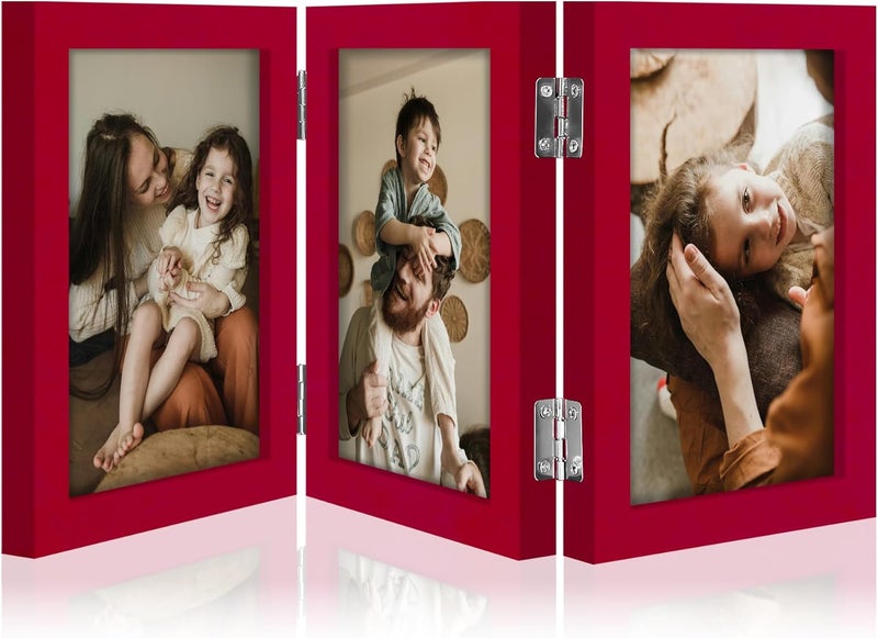 ديكور يو هوم إطار صور مزدوج من decorUhome بمقاس 5x7، عمودي، مصنوع من خشب مصمم خصيصًا، بثلاث طبقات ويحتوي على زجاج بلاستيكي للعرض على سطح الطاولة، لون الأصفر - Image 1