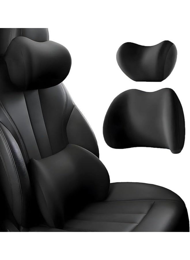Car Neck and Lumbar Support Pillow Kit, Ergonomic Design, Black - Image 2