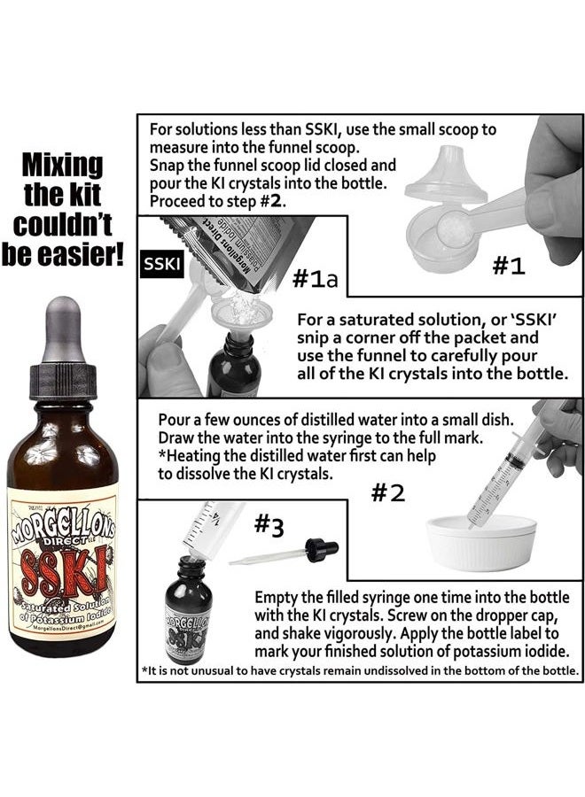 Morgellons Direct مجموعة خلط محلول يوديد البوتاسيوم SSKI تشمل الأدوات اللازمة والمكمل الغذائي المقاس مسبقًا بلورات يوديد البوتاسيوم. فقط أضف الماء المقطر. - Image 2