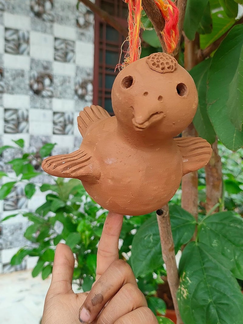 RUKDA Handmade Home Garden Decor Terracotta Hanging Clay Bird Showpiece Figurine Charming Home Decorative Clay Animal Figure Bird Statue Clay Mitti Bird Idol 16x15x12 cm Brown - Image 1