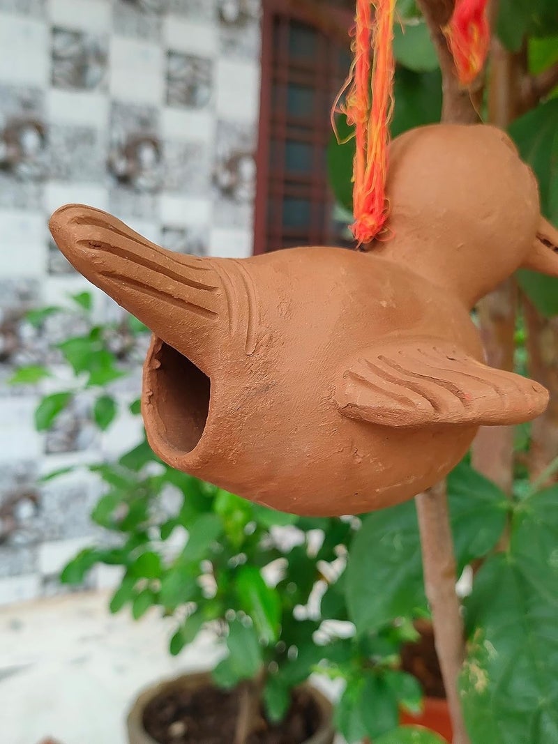 RUKDA Handmade Home Garden Decor Terracotta Hanging Clay Bird Showpiece Figurine Charming Home Decorative Clay Animal Figure Bird Statue Clay Mitti Bird Idol 16x15x12 cm Brown - Image 3