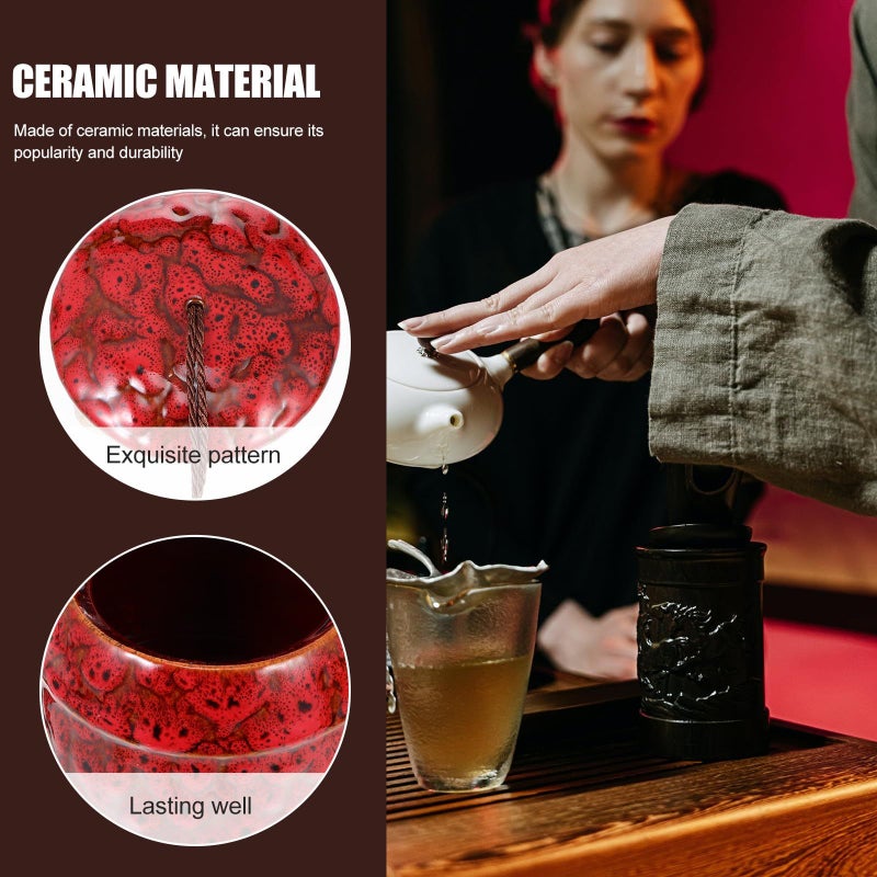 Chinese Style Vintage Red Ceramic Tea Canister 200ml Food Storage Container With Tassel Lid Airtight For Home Kitchen - Image 5