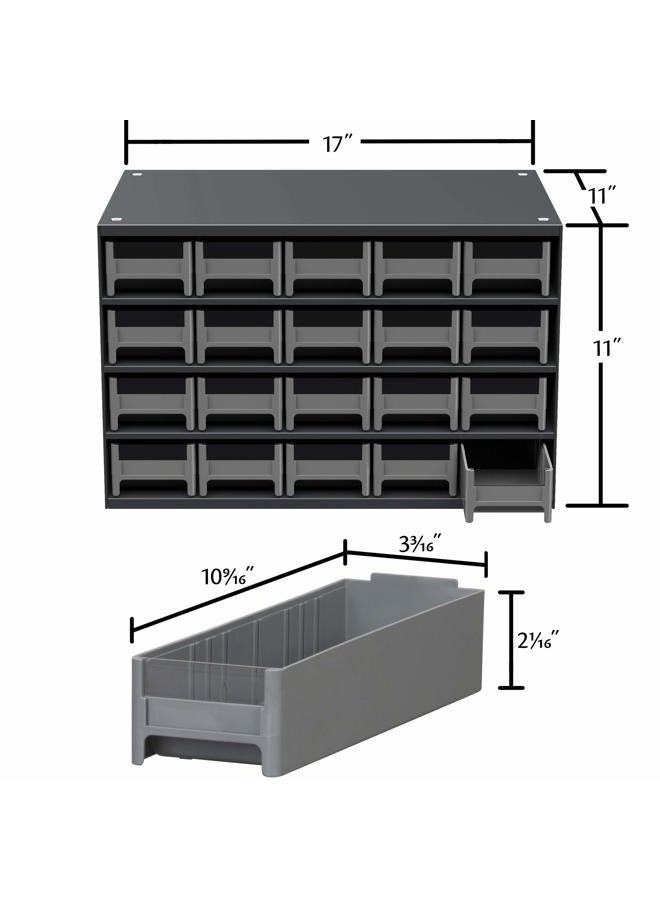 Akro-Mils 20-Drawer Steel Parts Craft Storage Cabinet Hardware Organizer, 19320, (17-Inch W x 11-Inch D H), Gray Cabinet, Drawers - Image 2