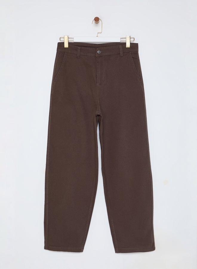 trendyol Limited Edition Unisex Balloon Fit Woven Gabardine Cotton Trousers TMNAW25PL00011  - Image 2