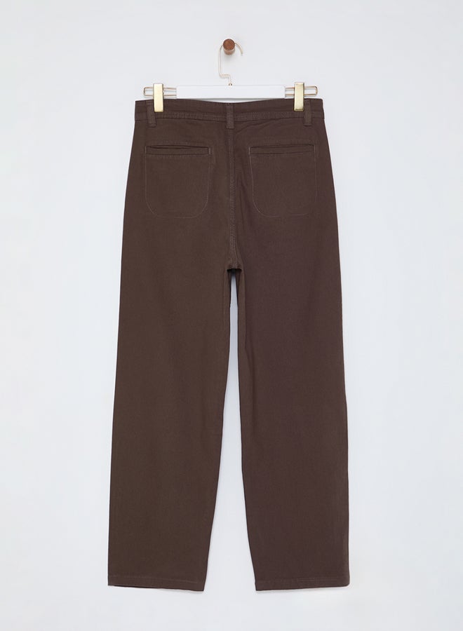 trendyol Limited Edition Unisex Balloon Fit Woven Gabardine Cotton Trousers TMNAW25PL00011  - Image 3