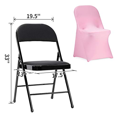 Peomeise Stretch Spandex Folding Chair Cover for Wedding Party Dining Banquet Event (Pink,12pcs) - Image 5