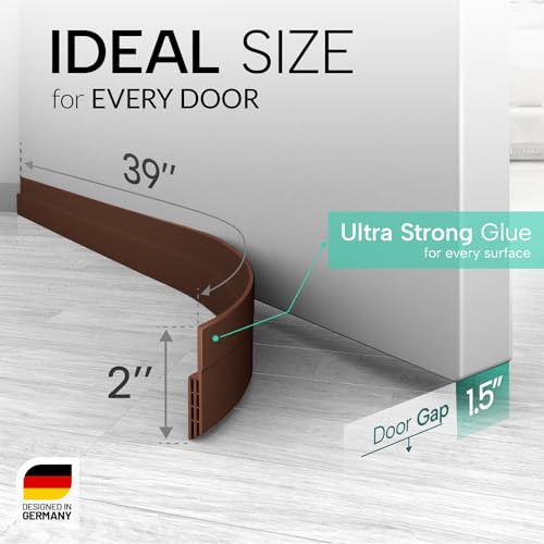 Vellure® door draft stoppers for bottom of door - NEW premium door sweep / door seal strip (save energy – installs quickly and easily) door weather stripping, ideal for keeping out cold (1x39" brown) - Image 2