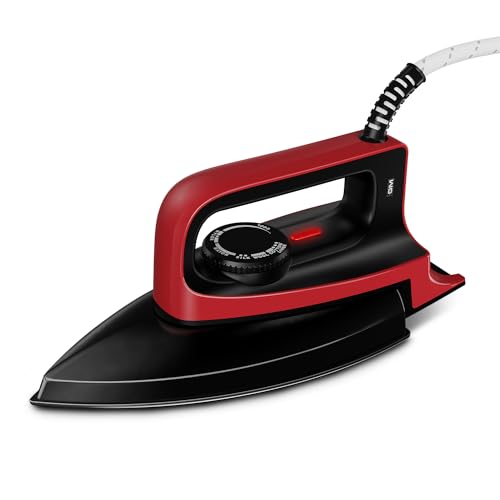 GM Alpha 1000 Watt Dry Iron for Wrinkle-Free Ironing With Dual Layer German Technology Non-Stick Coating - Red - Image 1