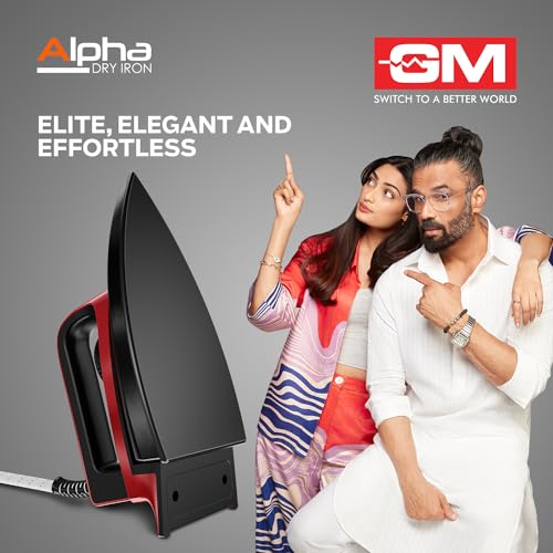 GM Alpha 1000 Watt Dry Iron for Wrinkle-Free Ironing With Dual Layer German Technology Non-Stick Coating - Red - Image 5