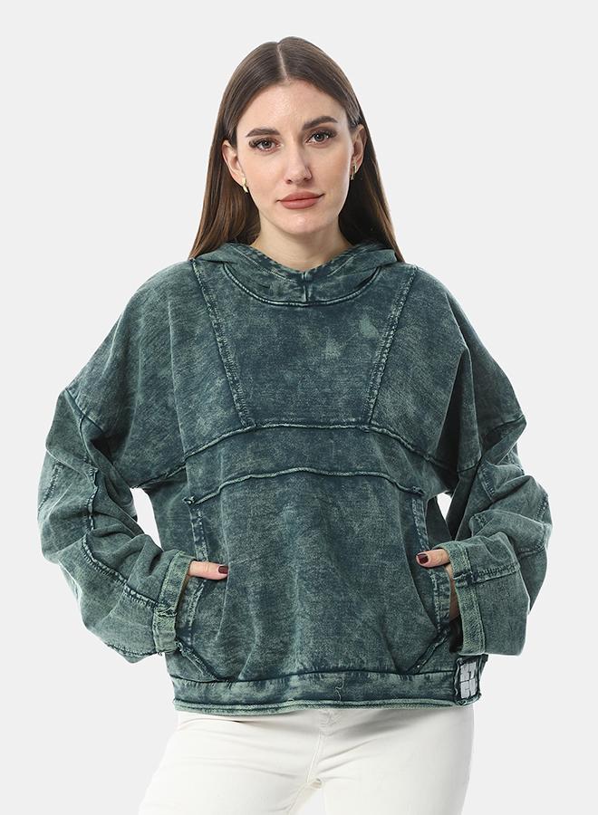 XTCY sweatshirt with a hood and a cut at the chest women - Image 1