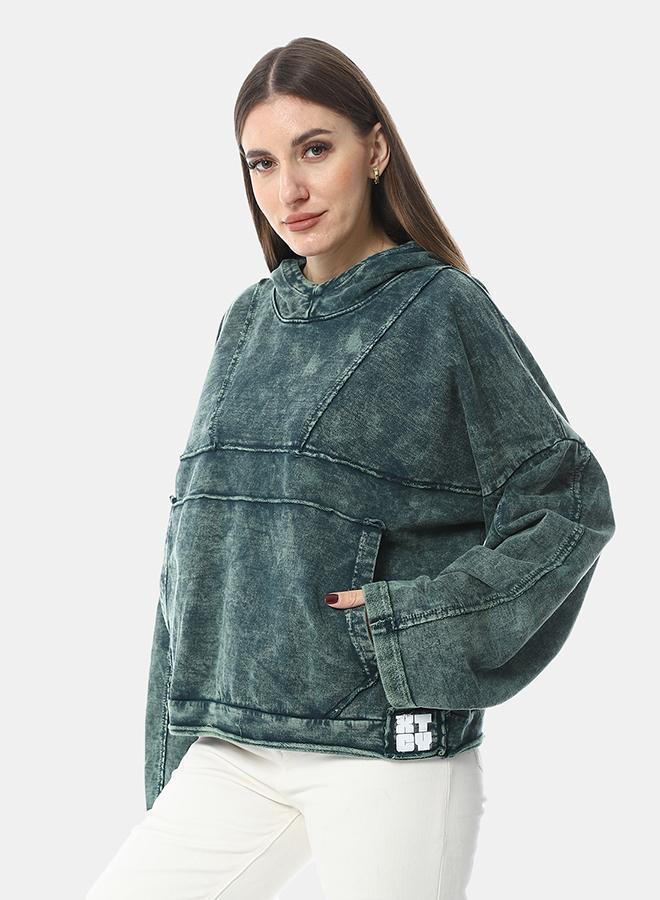 XTCY sweatshirt with a hood and a cut at the chest women - Image 2