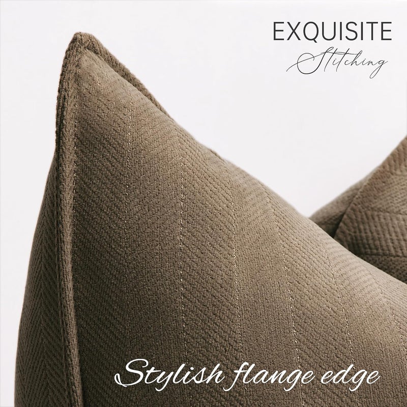 ZWJD Brown Pillow Covers 12x20 Set of 2 Chenille Throw Pillow Covers with Elegant Design Soft and Luxurious Decorative Throw Pillows for Couch, Bed, and Home Decor - Image 2