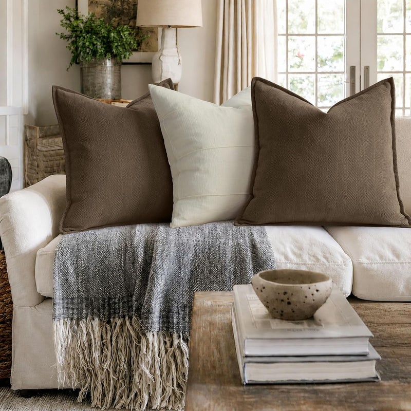 ZWJD Brown Pillow Covers 12x20 Set of 2 Chenille Throw Pillow Covers with Elegant Design Soft and Luxurious Decorative Throw Pillows for Couch, Bed, and Home Decor - Image 5
