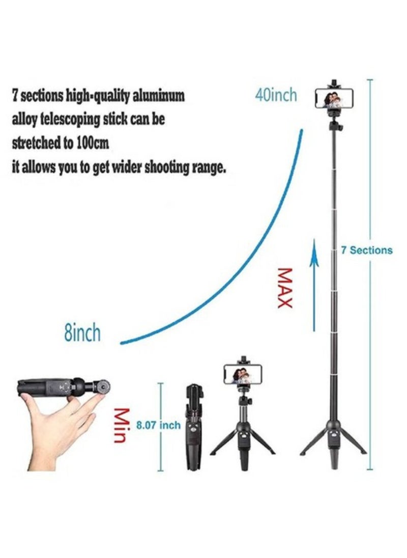Raxoom K20 Bluetooth 4.0 Wireless Selfie Stick Integrated Tripod for Smartphones, Black - Image 3