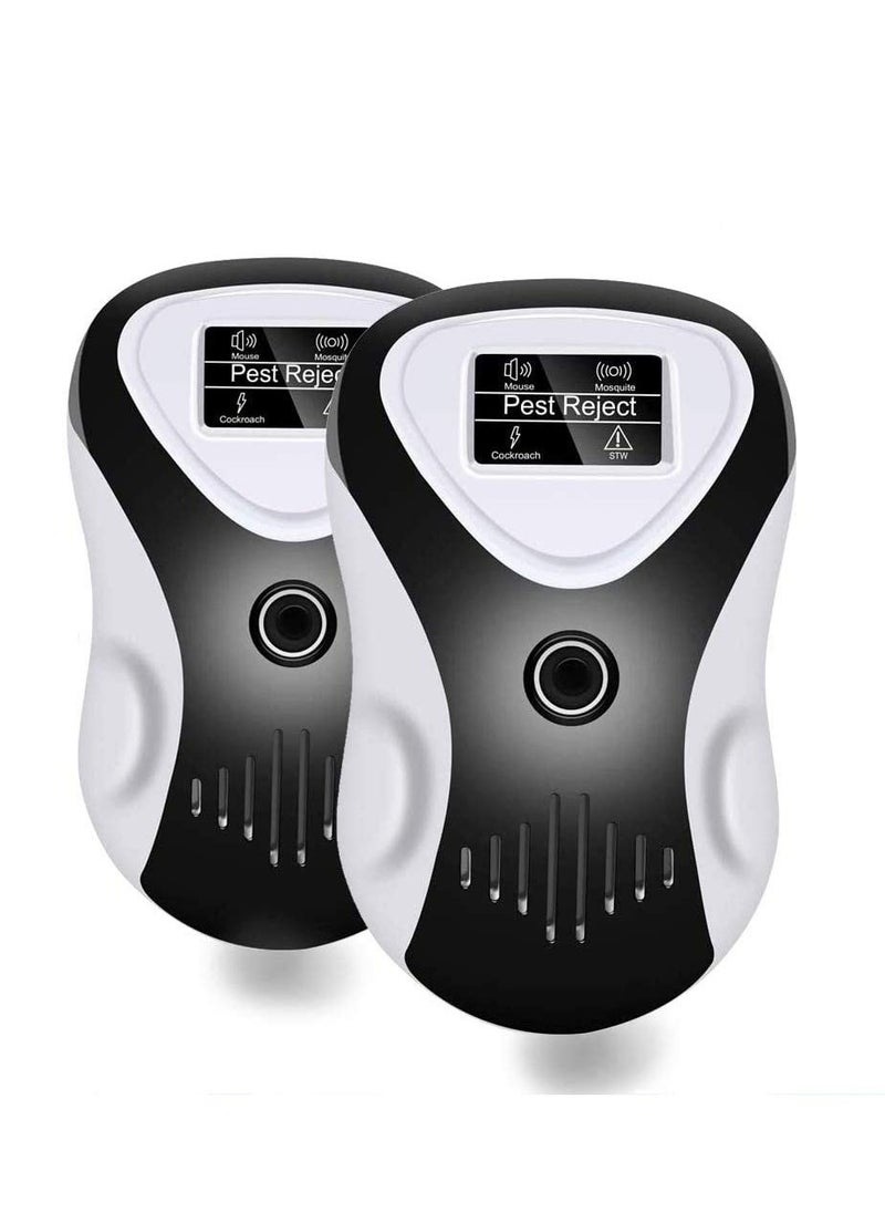 Excefore - Dual Ultrasonic Pest Repeller 4 Frequencies Safe for Humans and Pets Perfect to get rid of All types of Rodents and Insects Mosquitoes and More 2 Pack - Image 1
