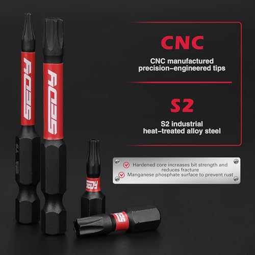 SEDY 25-Piece Torx Bit Set, 1''&2.5'' Security Tamper Proof Torx Impact Screwdriver Bits, T5-T40 CNC Machined Magnetic Tips, S2 Steel Star Bit, High Torque Strength Precision Tools with Storage Box - Image 3