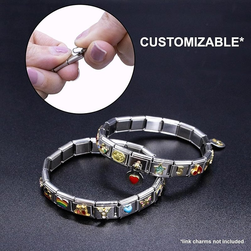 Fablinks Italian Charm Bracelet, 316 Stainless Steel Starter Nomination Bracelets for Women, Modular D Linq Jewelry Charms for Men - Image 5