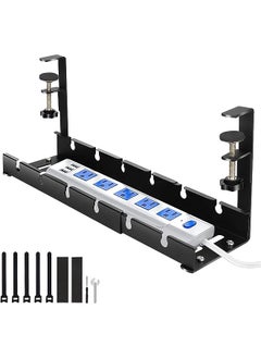 Eocean Desk Cable Management,Eocean 21.2" No Drill Retractable Cable Organizer with Metal Clamp, Power Strip Wire Management for Home/Office/Kitchens(Black,1 Pack)  - Image 1