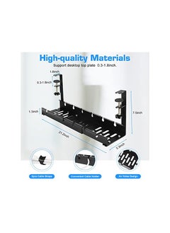 Eocean Desk Cable Management,Eocean 21.2" No Drill Retractable Cable Organizer with Metal Clamp, Power Strip Wire Management for Home/Office/Kitchens(Black,1 Pack)  - Image 3