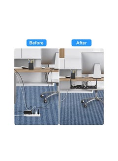 Eocean Desk Cable Management,Eocean 21.2" No Drill Retractable Cable Organizer with Metal Clamp, Power Strip Wire Management for Home/Office/Kitchens(Black,1 Pack)  - Image 2