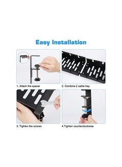 Eocean Desk Cable Management,Eocean 21.2" No Drill Retractable Cable Organizer with Metal Clamp, Power Strip Wire Management for Home/Office/Kitchens(Black,1 Pack)  - Image 5
