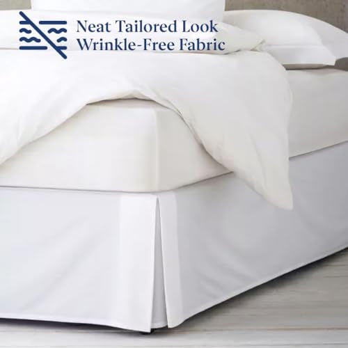 SKY BEDDINGS Luxury Pleated Full Bed Skirt with Split Corners - 14 Inch Tailored Drop - Pleated Dust Ruffle - Wrinkle-Free 100% Microfiber - Easy Fit, Soft & Durable - White - Image 4