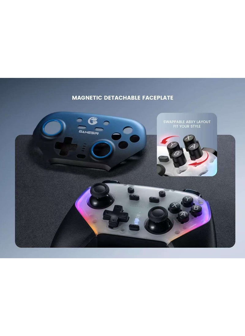 General - Wireless Gamepad Gamesir Super Nova Bluetooth Multiplatform Game Controller compatible with PC, Steam, Switch, iOS, Android Hall Stick Hall Effect Triggers RGB Lighting Vibertion. Programmable 1000Hz Polling Rate 6 Axis Gyro One-Press Wake Up Charging Dock Pink-White - Image 1