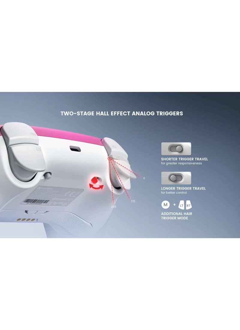 General - Wireless Gamepad Gamesir Super Nova Bluetooth Multiplatform Game Controller compatible with PC, Steam, Switch, iOS, Android Hall Stick Hall Effect Triggers RGB Lighting Vibertion. Programmable 1000Hz Polling Rate 6 Axis Gyro One-Press Wake Up Charging Dock Pink-White - Image 1