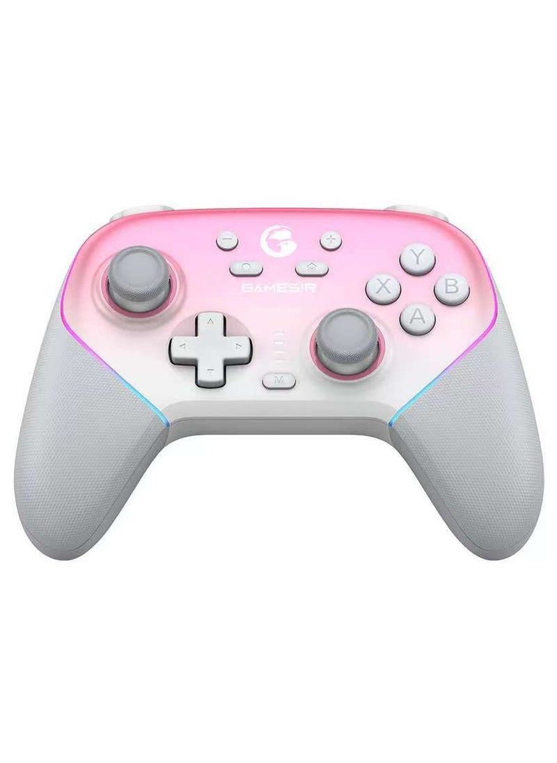 General - Wireless Gamepad Gamesir Super Nova Bluetooth Multiplatform Game Controller compatible with PC, Steam, Switch, iOS, Android Hall Stick Hall Effect Triggers RGB Lighting Vibertion. Programmable 1000Hz Polling Rate 6 Axis Gyro One-Press Wake Up Charging Dock Pink-White - Image 1