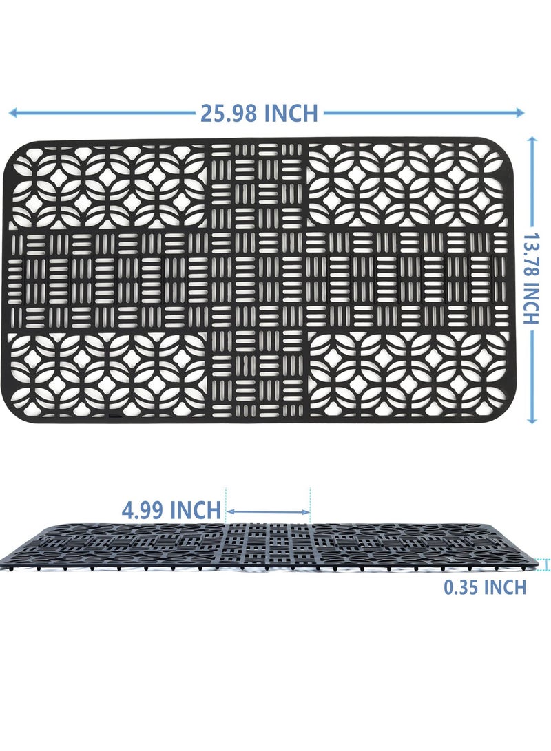 SYOSI Silicone Kitchen Sink Mat Protector 26"x13.78" Non-Slip Cut to Fit with Cutout Drain Holes Suitable for Farmhouse Stainless Steel Porcelain Sinks Black - Image 3