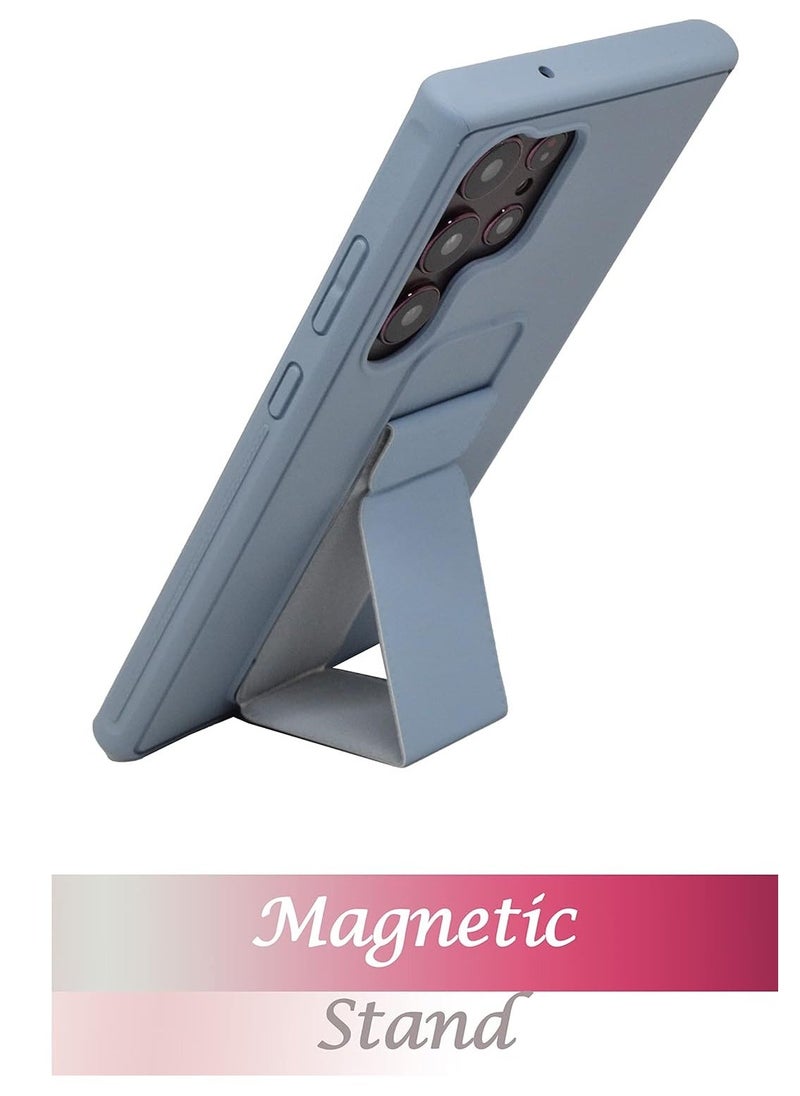 Raxoom Galaxy S23 Ultra Case Fully Covered With Finger Grip Stand Holder Anti Slip Shockproof Protective Case Cover For Samsung Galaxy S23 Ultra 5G (Sky Blue) - Image 2