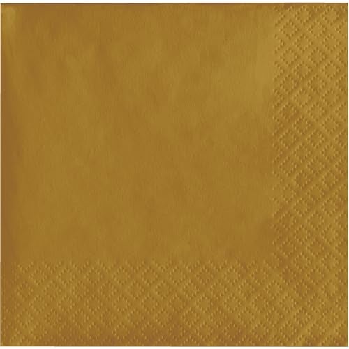 Creative Converting Touch of color 200Count 2-Ply Paper Beverage Napkins, Glittering Gold, 5" x 5" - Image 1