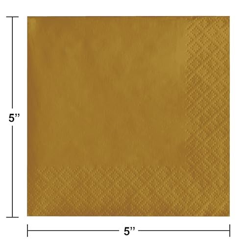 Creative Converting Touch of color 200Count 2-Ply Paper Beverage Napkins, Glittering Gold, 5" x 5" - Image 3