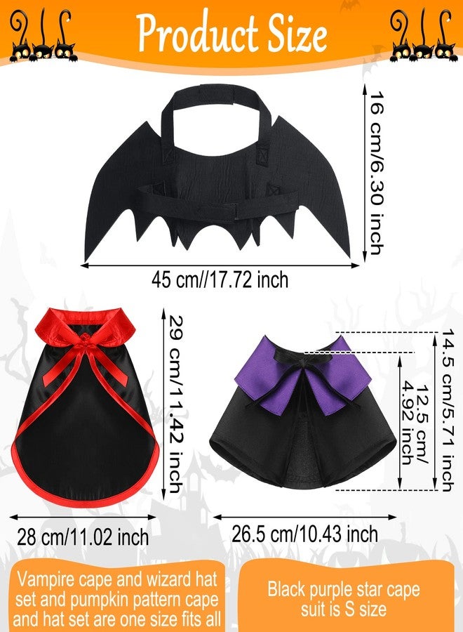 Reginary 6 Pcs Halloween Pet Cat Costume Set Includes 3 Cat Vampire Cloak Pumpkin Cape and 3 Bat Wings Halloween Witch Costume for Kitten Pet Dog Cosplay Halloween Party Decor - Image 3