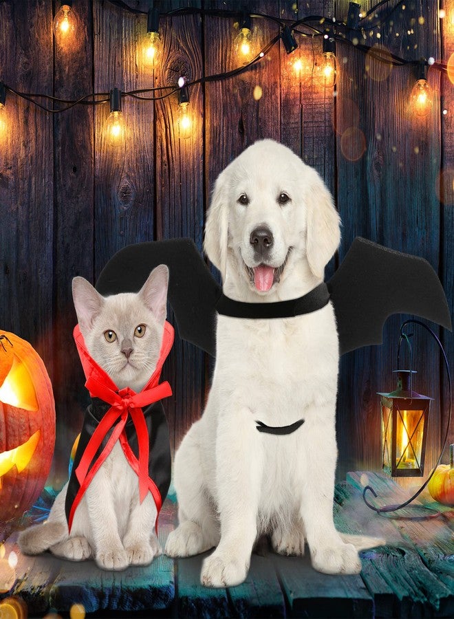 Reginary 6 Pcs Halloween Pet Cat Costume Set Includes 3 Cat Vampire Cloak Pumpkin Cape and 3 Bat Wings Halloween Witch Costume for Kitten Pet Dog Cosplay Halloween Party Decor - Image 4