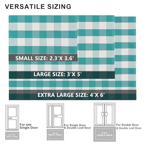 Fallovea Spring Rugs Green and White Plaid, 4'x6' Area Rug Outdoor Indoor Summer Front Porch Door Mats Cotton Hand-Woven Layered Doormat for Entryway Patio Entryway Laundry Bedroom Living Room - Image 3