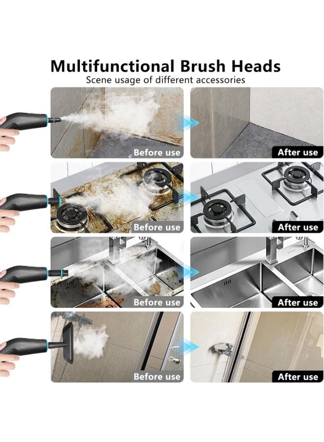 LBMT منظف بالبخار، جهاز بخار للتنظيف، جهاز تنظيف بالبخار مضغوط بقوة 2500 واط مع 12 ملحقًا، جهاز تنظيف بالبخار محمول للمنزل والسيارة والمطبخ والحمام والبلاط والجص (أسود) - Image 3