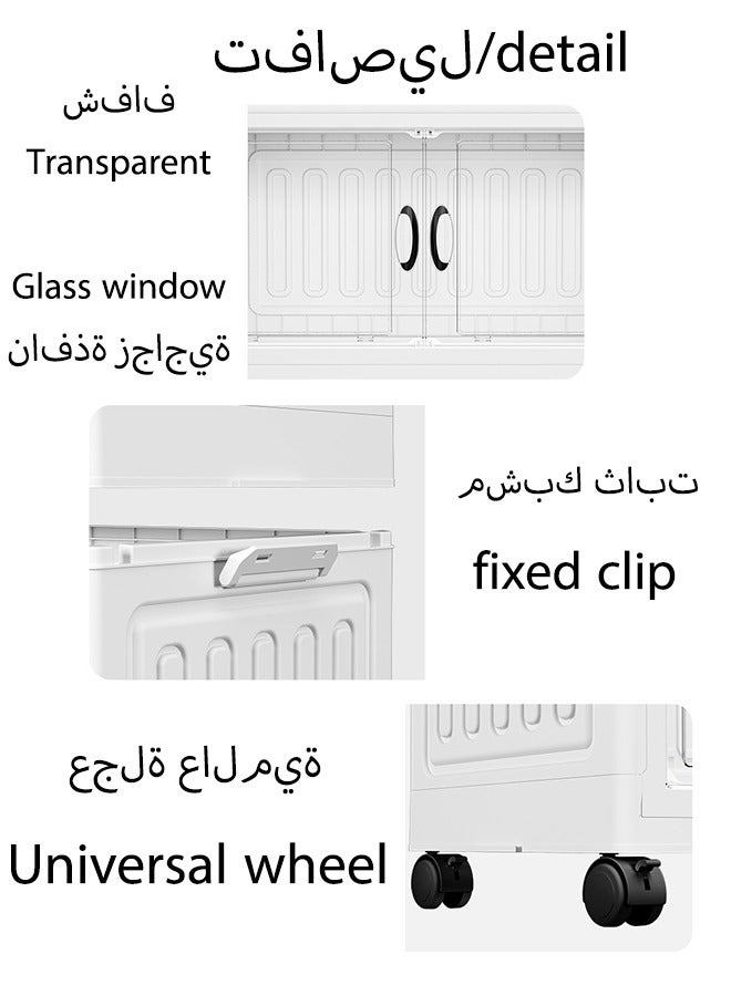 Generic 5 Layers Folding Storage Cabinet With Roller Transparent Plastic Bookcase Snacks Storage Box Wardrobe Home Furnishing Easy to Assemble for Living Room, Kitchen, Bedroom 136x50x30cm  - Image 3