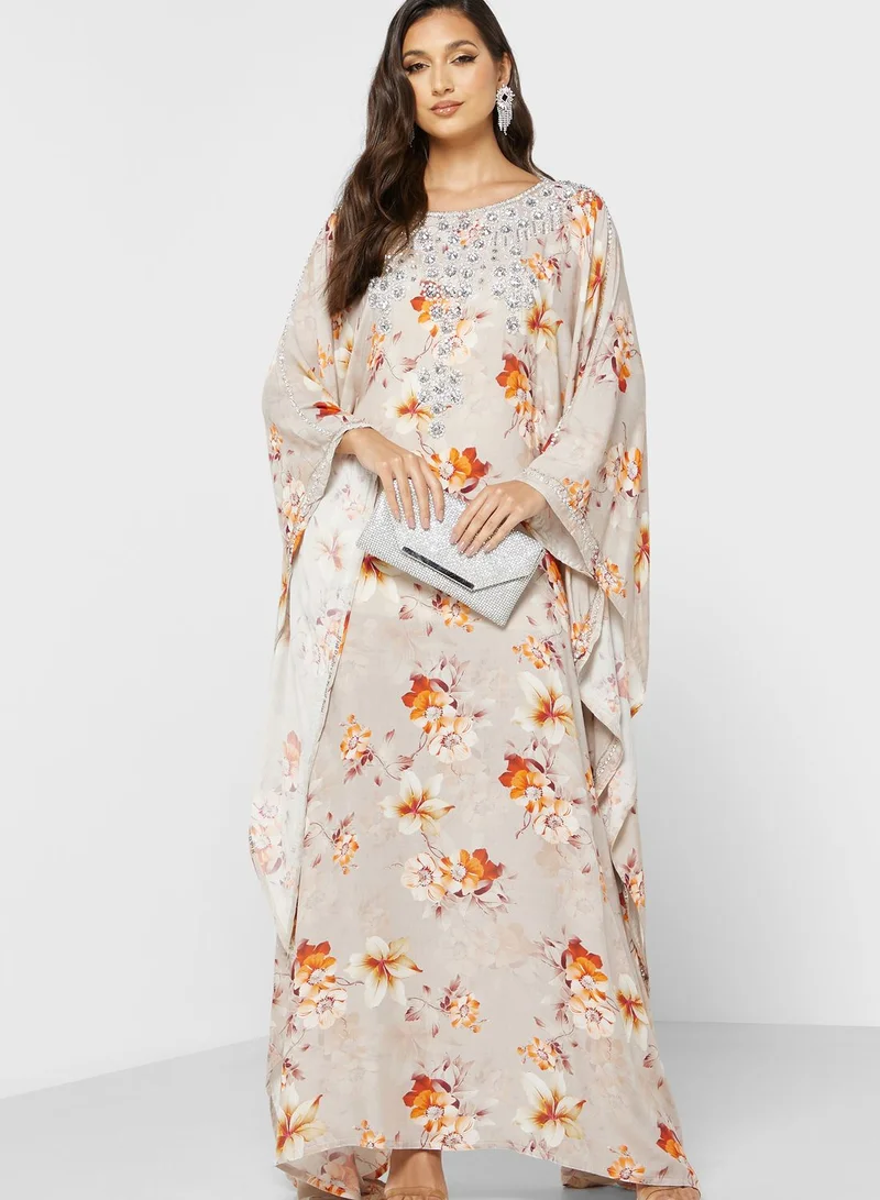 ARABIAN CLOSET Floral Printed Kaftan